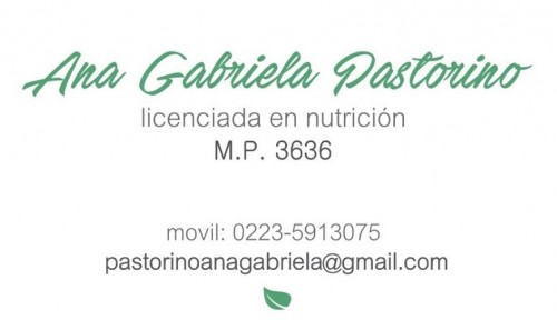 LICENCIADA EN NUTRICIÓN ANA GABRIELA PASTORINO